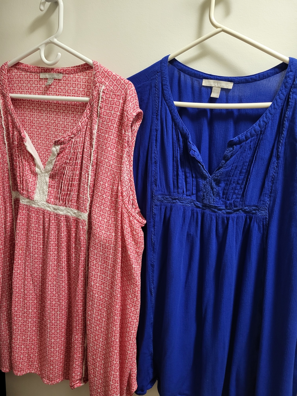 Woman Within Pink Printed Sleeveless Tunic & Blue V-Neck Tunic Set 3X 30/32W